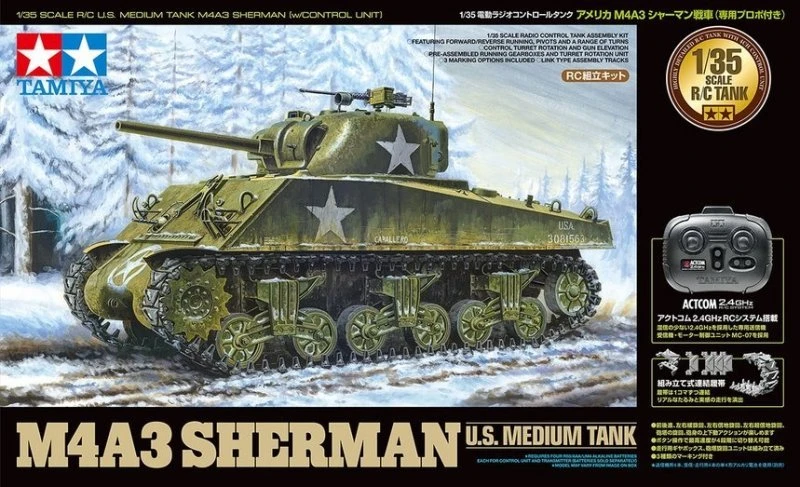 48217 Tamiya - 1/35 RC U.S. Medium Tank M4A3 Sherman (w/Control Unit) 4 48217 Tamiya - 1/35 RC U.S. Medium Tank M4A3 Sherman (w/Control Unit) - Image 2